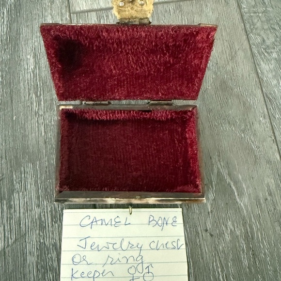 Vintage Camel Bone Indian hand made Treasure Chest Trinket Box Brass Lined 3”x2" - Picture 7 of 7